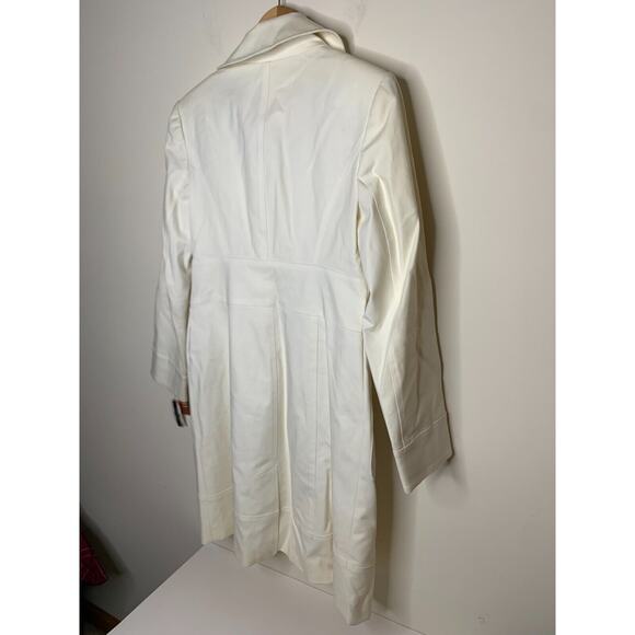 Magaschoni Collection Womens Size 10 White Jacket Long Coat Patch Pockets - Picture 7 of 9